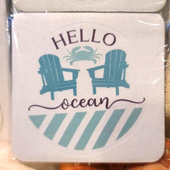 OCEAN BEACH NWT Beverage Coaster set of 2 for can glass bottle wine beer mug cup - Picture 2 of 2